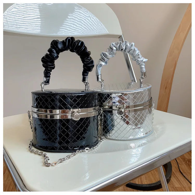 Silver Lattice Small Shoulder Purses Women Handbags