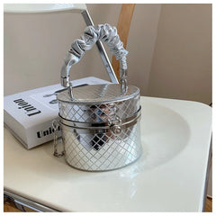 Silver Lattice Small Shoulder Purses Women Handbags