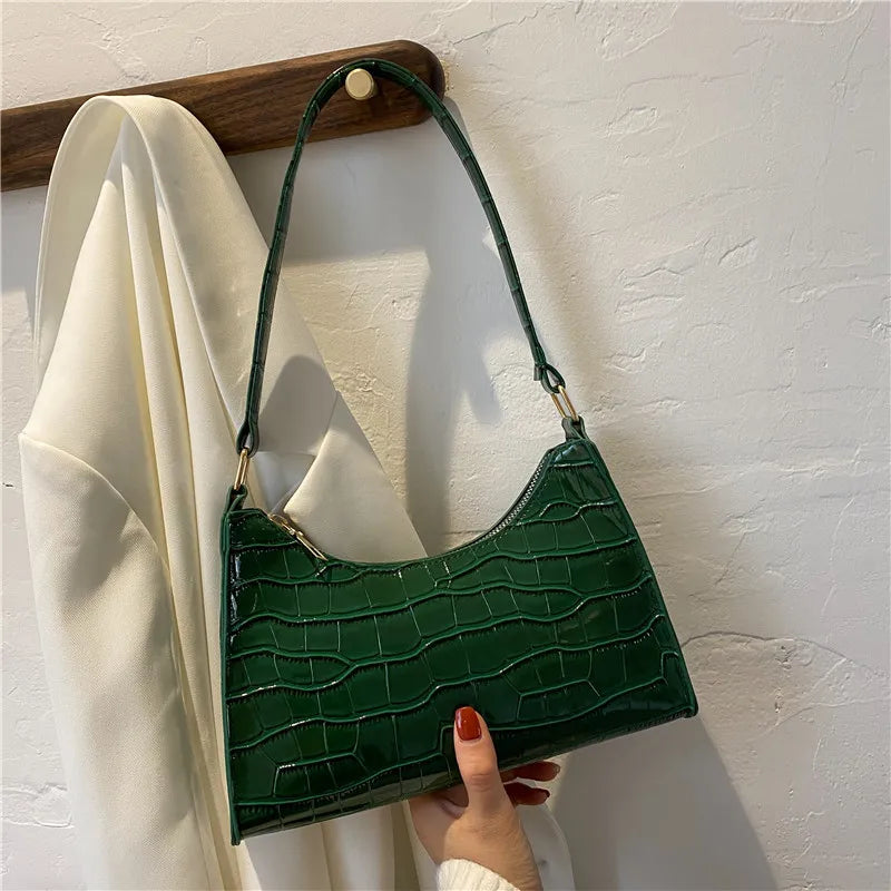 Stone Pattern Shoulder Bag Women's Handbag Zippered Underarm Shoulder Bag