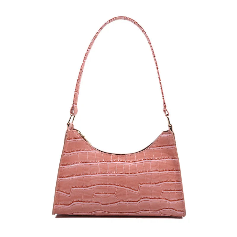 Stone Pattern Shoulder Bag Women's Handbag Zippered Underarm Shoulder Bag