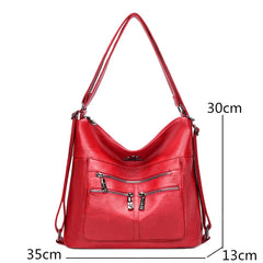 3-In-1 Pu Leather Women Bagpack Large Capacity Shoulder Handbag