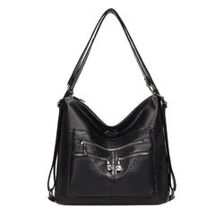 3-In-1 Pu Leather Women Bagpack Large Capacity Shoulder Handbag