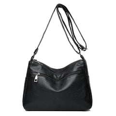 Women's Red Crossbody Bag with Multiple Zippers