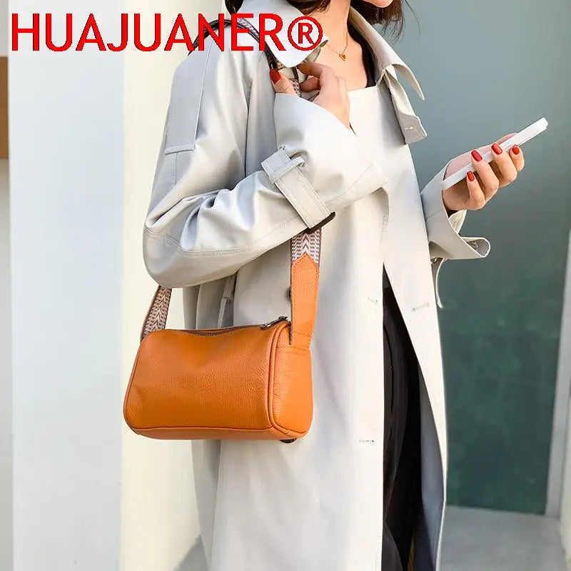 Soft Leather Shoulder Bag Solid Cow Leather Handbag Crossbody Bag