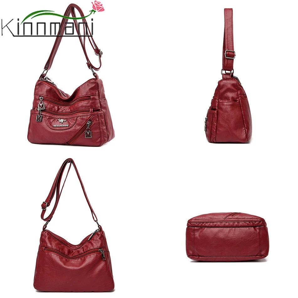 Women's Soft Leather Crossbody Bag in Black