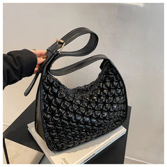 Soft Leather Shoulder Bag Pleated Women Handbag Tote Bag