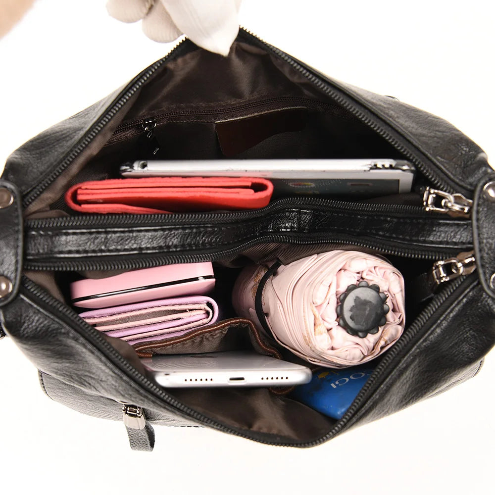 Women's Soft Leather Shoulder Bag Large Crossbody Handbag