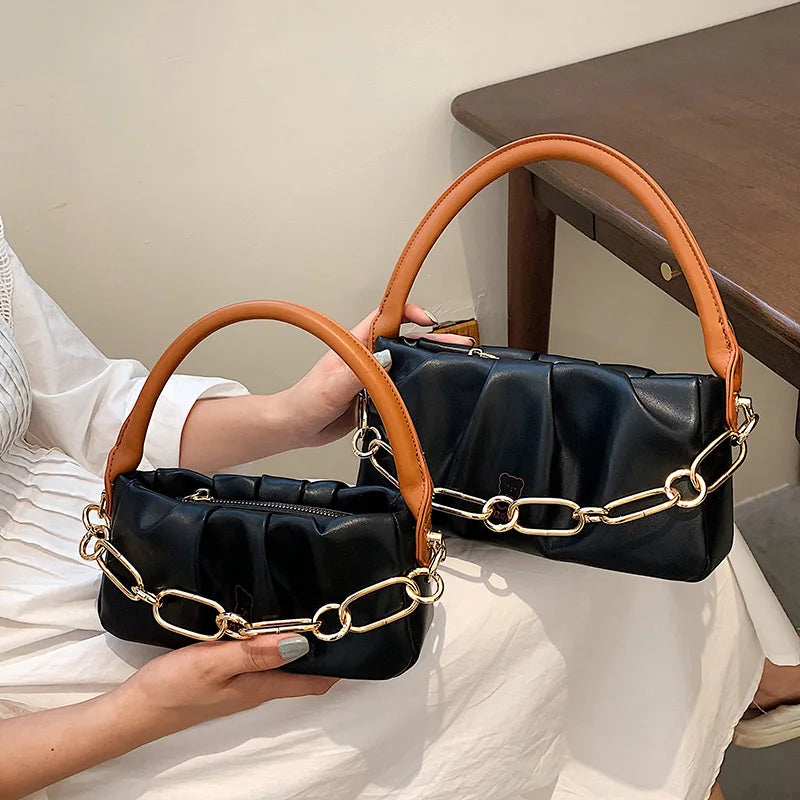Soft PU Leather Handbags Winter Shoulder Bags Chain Crossbody Small Purses