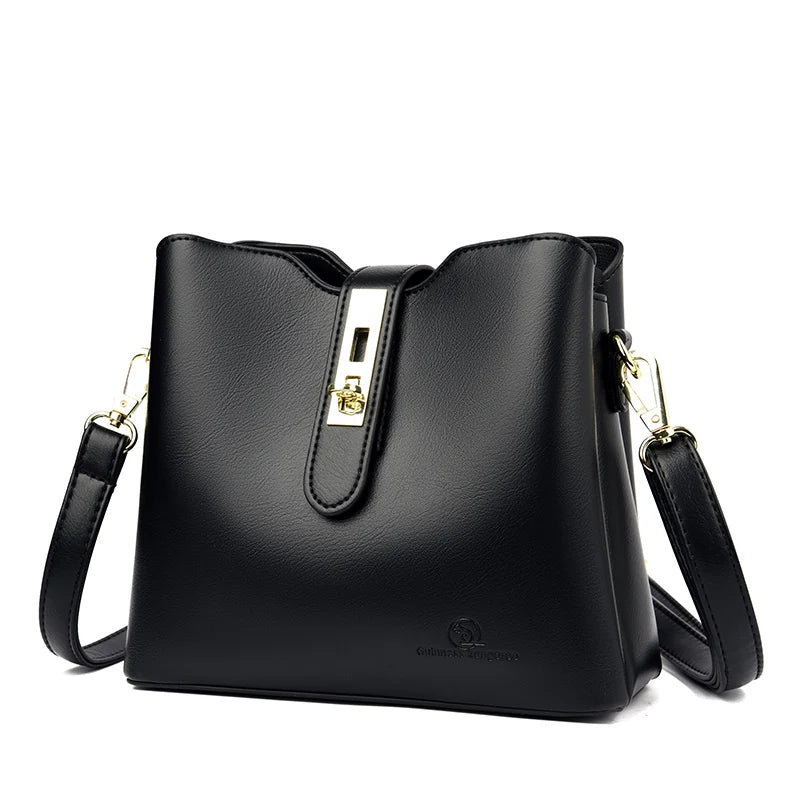 Soft PU Leather Hasp Shoulder Bag Handbag Large Capacity Crossbody Bag