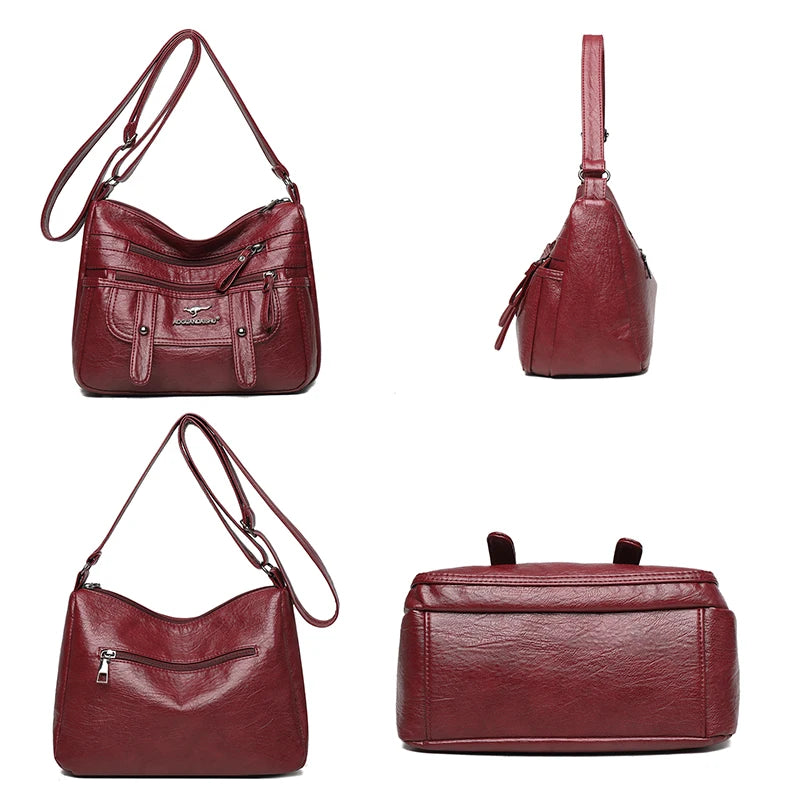 Women's Soft PU Leather Shoulder Bag Large Capacity Crossbody Bag