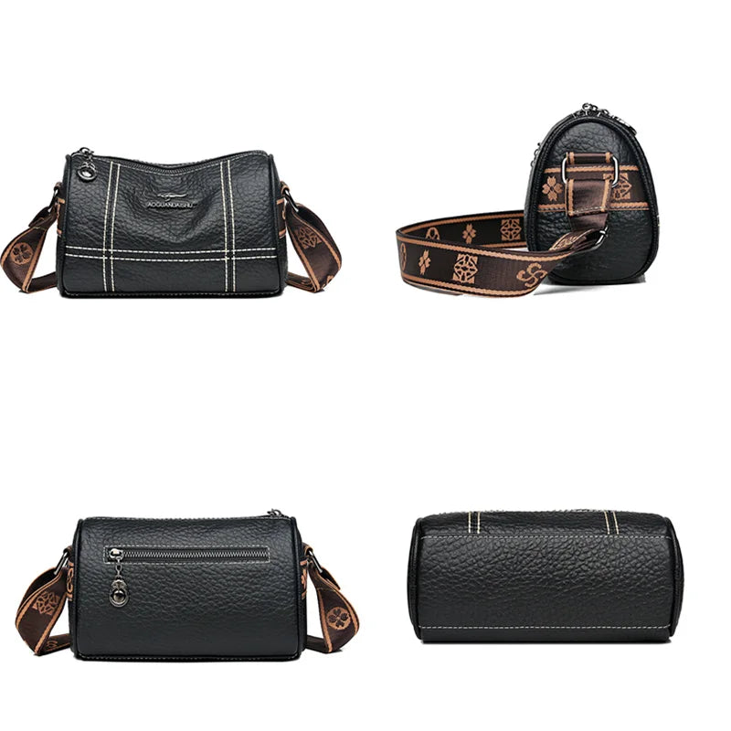 Women's High Solid Leather Shoulder Crossbody Bags