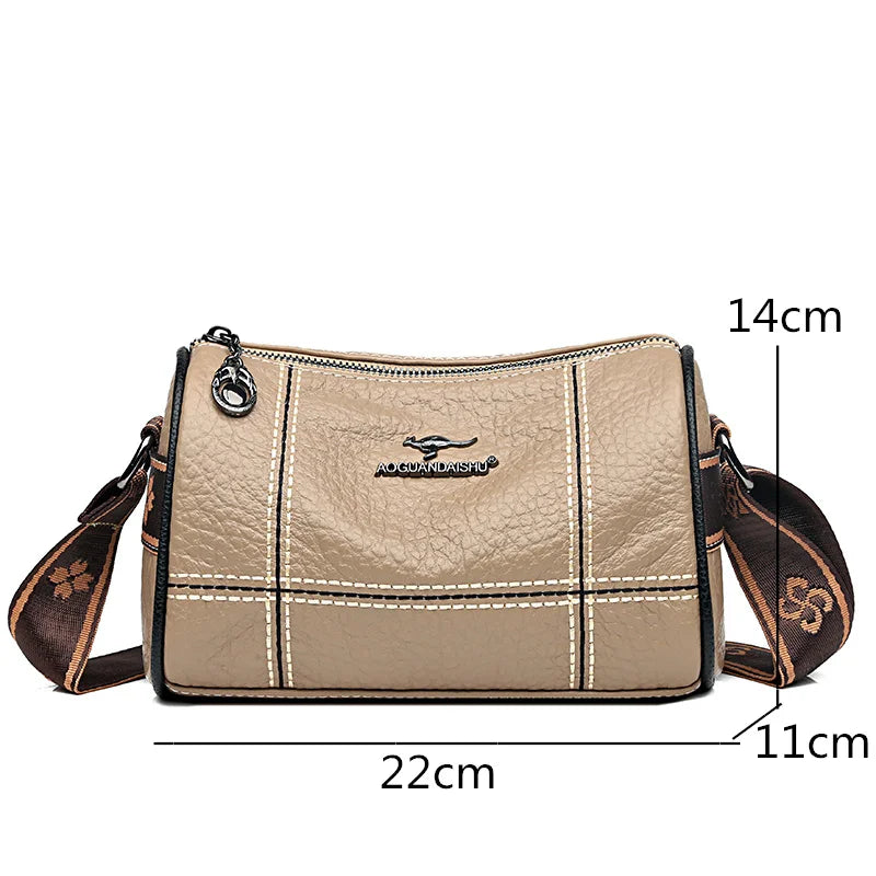 Women's High Solid Leather Shoulder Crossbody Bags