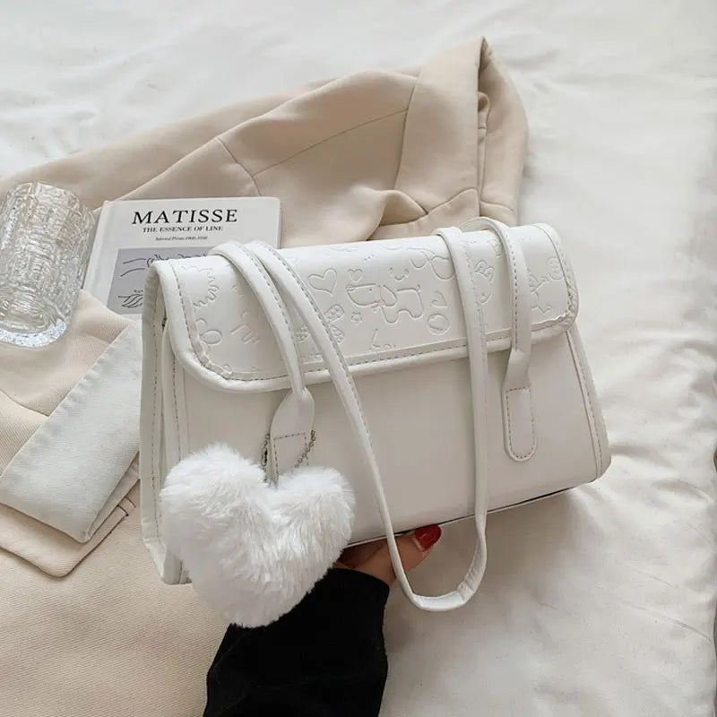 Winter Shoulder Bag Plush Pendant Crossbody Bag