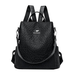 High Stone Pattern Leather Backpacks Large Capacity Travel School Bags