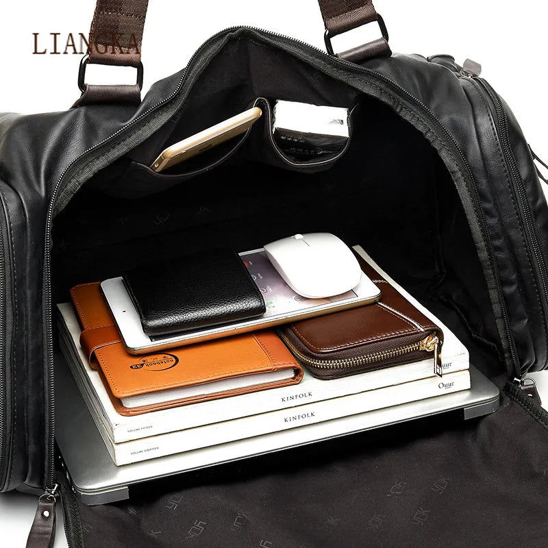 PU Leather Travel Bag for Men Large Capacity Duffle