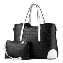 Vintage Crocodile Pattern Top-Handle C Purse Leather Shoulder Bag