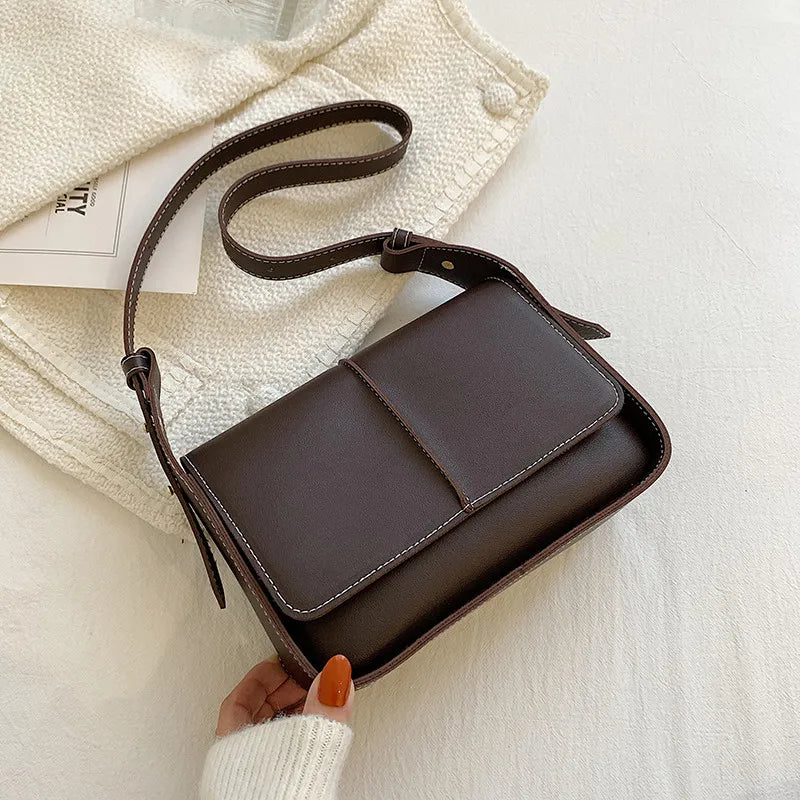 High Vintage Stitching Bags For Women Leather Shoulder Bag