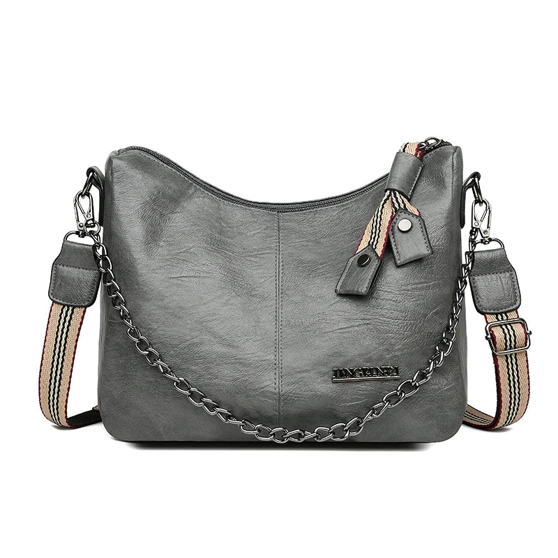Women Crossbody Shoulder Bag Solid Pu Leather Handbag