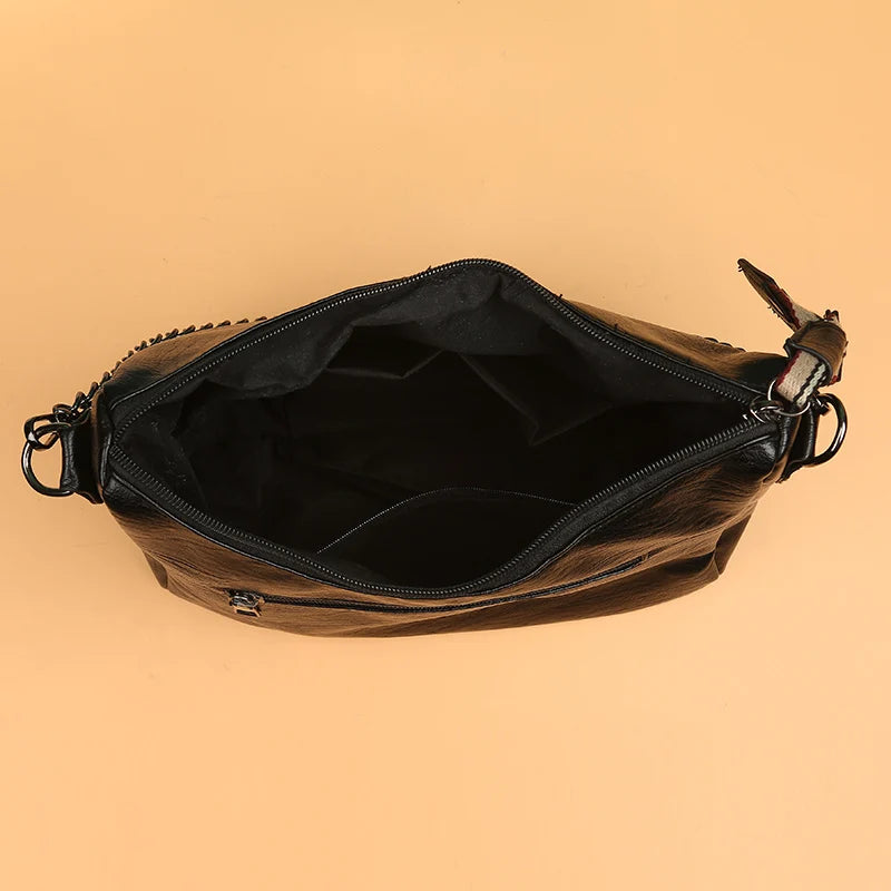 Women Crossbody Shoulder Bag Solid Pu Leather Handbag