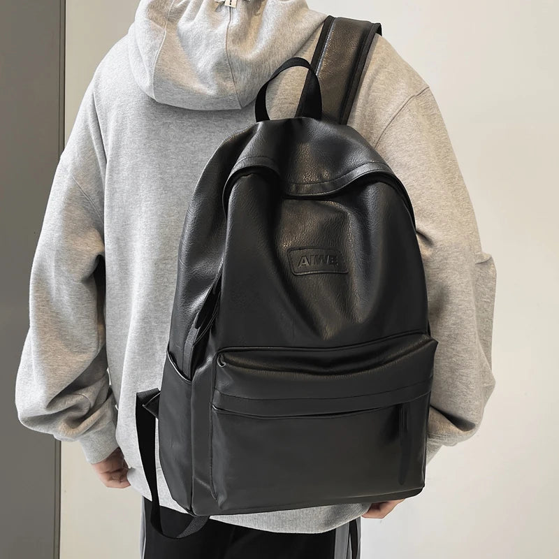 High Capacity Travel Backpack Soft Leather Men's Girl Back Pack