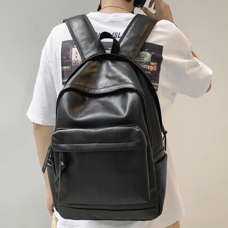 Soft Leather Men's Backpack Large Capacity Travel Bag