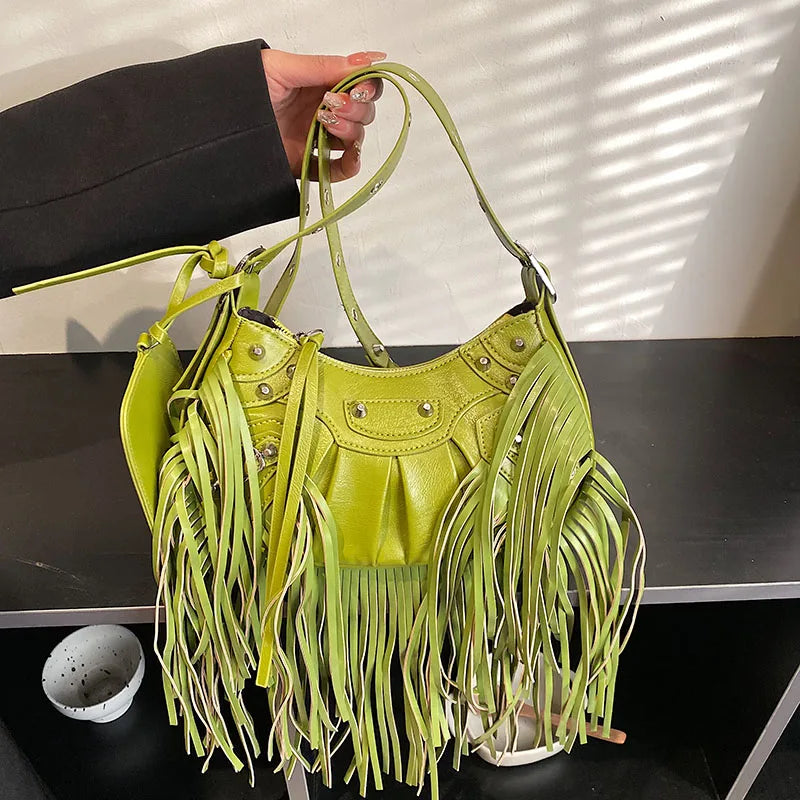 Vintage Small Tassel Shoulder Bag Women's Crossbody Bag