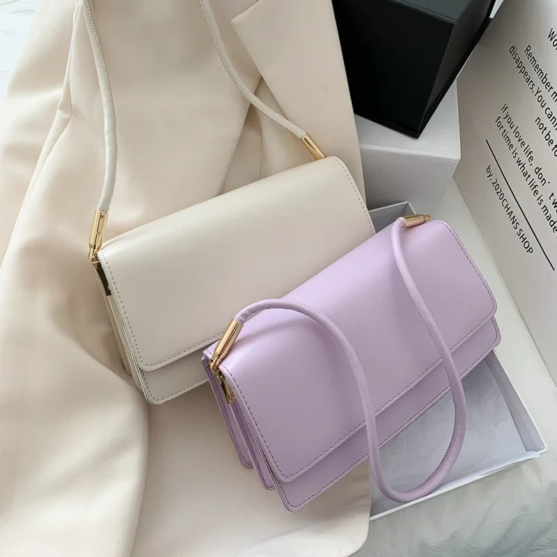 High Women's PU Leather Shoulder Bag Solid Color Single Pack