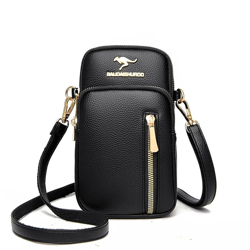 Three Layer Zipper Shoulder Bag for Women