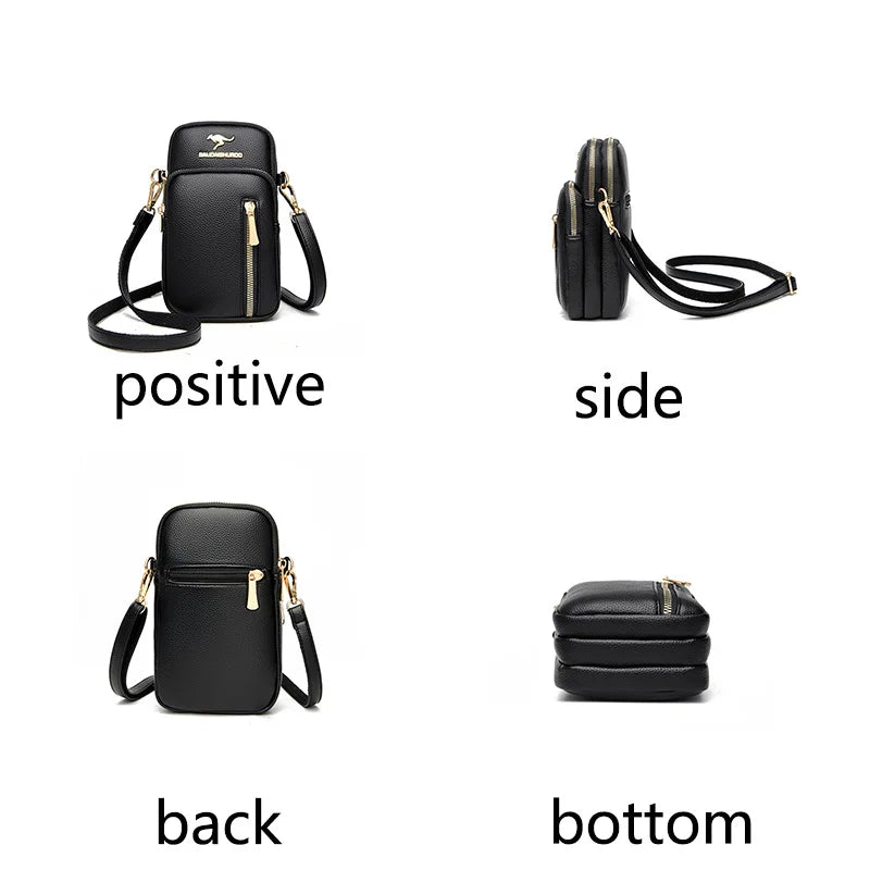 Three Layer Zipper Shoulder Bag for Women