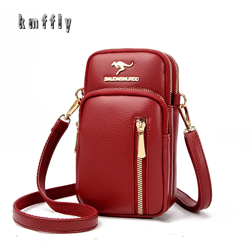 Three Layer Zipper Shoulder Bag for Women
