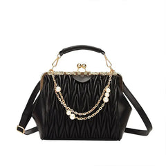 Casual Chain Crossbody Bag for Women - Pleated Handbag