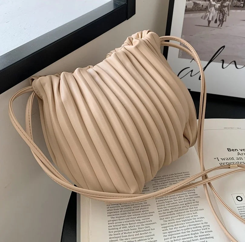 Small Leather Shoulder Bag Women's Crossbody Bucket Purse