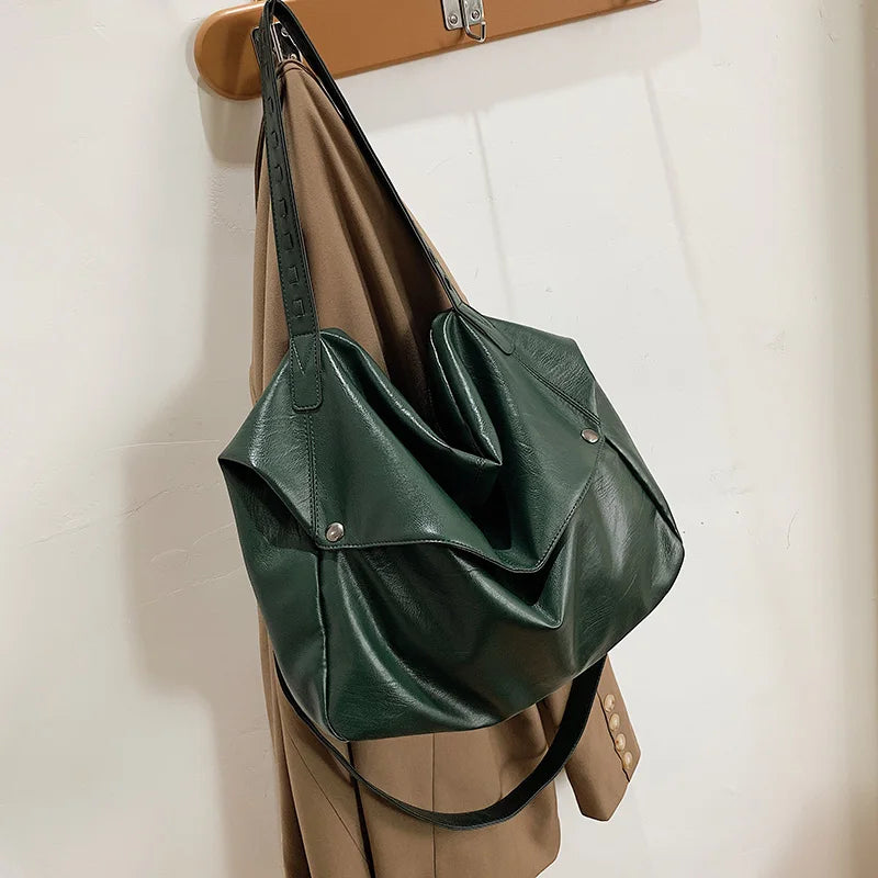 High Women's Shoulder Bags Large Capacity Crossbody PU Leather Pack