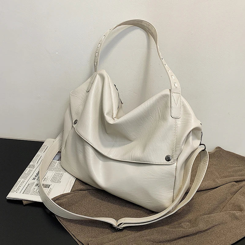 High Women's Shoulder Bags Large Capacity Crossbody PU Leather Pack