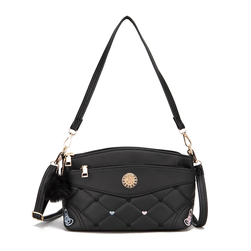 Women's Soft Leather Shoulder Bags Multi-Layer Classic Crossbody Handbag