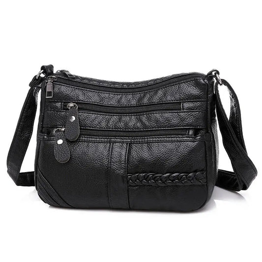Women's Soft Leather Shoulder Bags Multi-Layer Crossbody Handbag