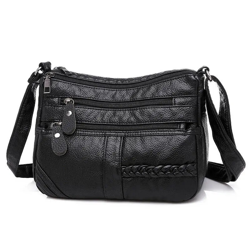 Multi-Layer Soft Leather Crossbody Shoulder Bag