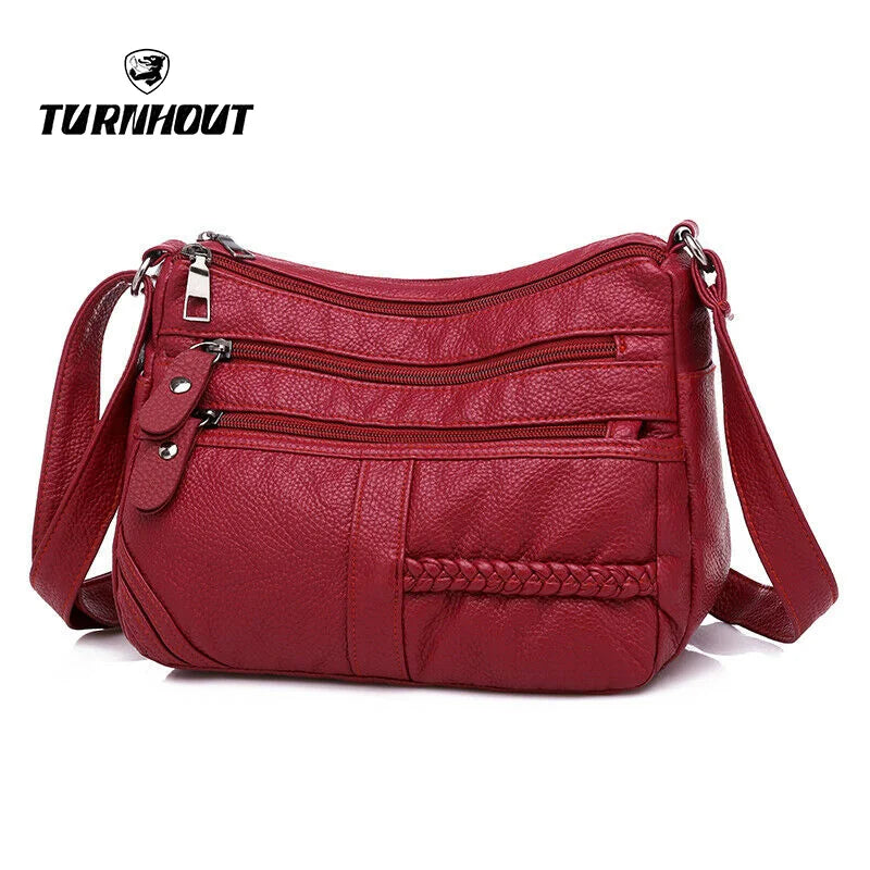 Multi-Layer Soft Leather Crossbody Shoulder Bag