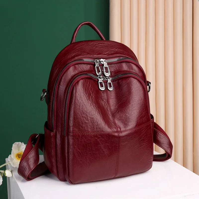 Fashionable PU Leather Backpack for Girls School Bag