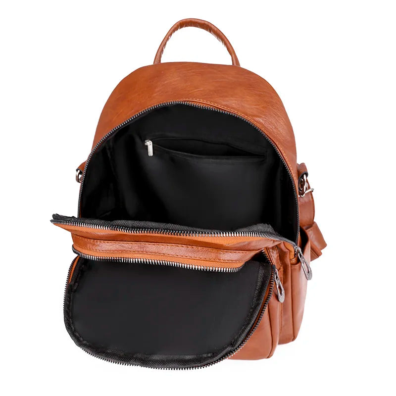 Stylish PU Leather Teenage Girls School Backpack