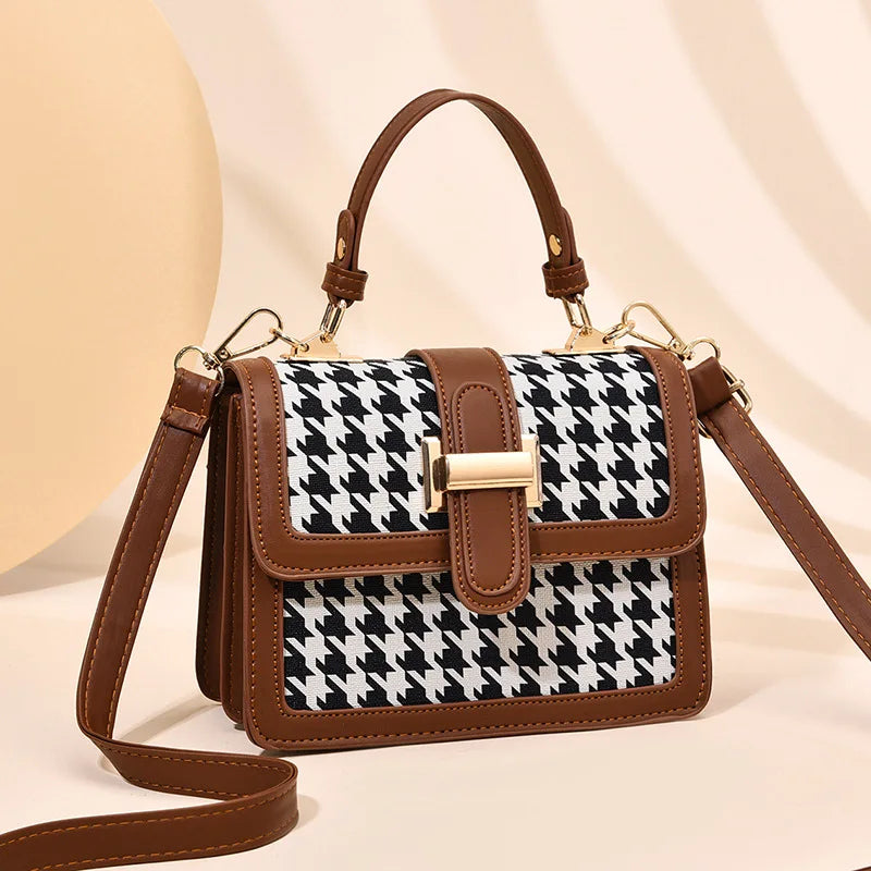 Versatile Checkered Diagonal Cross Bag for Women