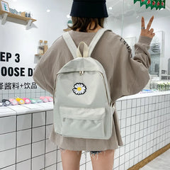 Teen Girl School Backpack Daisy Print Solid College Student Bag