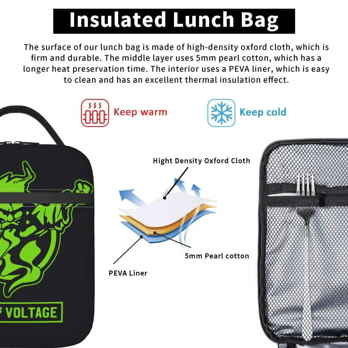 High Voltage Thunderdome Insulated Lunch Bag for Women