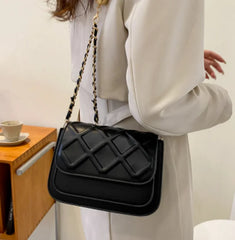 Fashionable Lozenge Pattern Leather Small Square Bag for Women