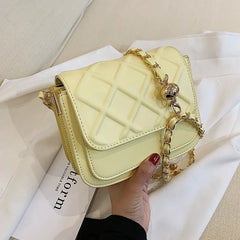Fashionable Lozenge Pattern Leather Small Square Bag for Women