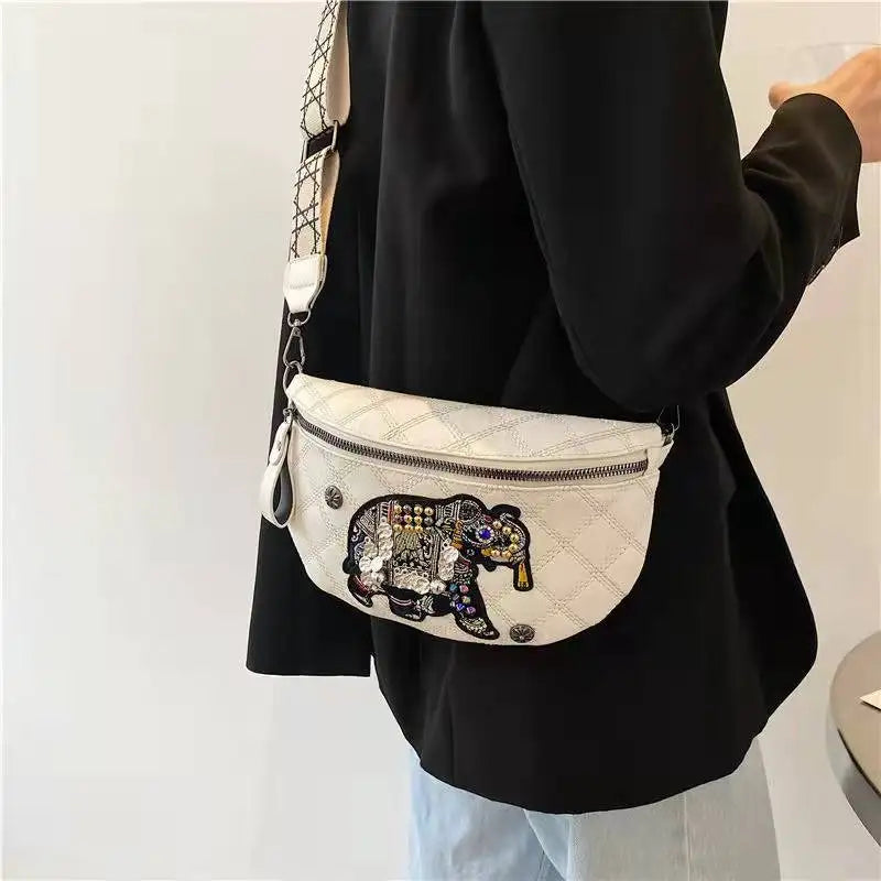 High-end Elephant Embroidery Shoulder Bag