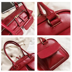 Fashionable Vintage Leather Women's Shoulder Bag with Pockets