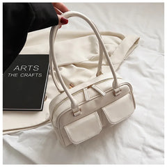 Fashionable Vintage Leather Women's Shoulder Bag with Pockets