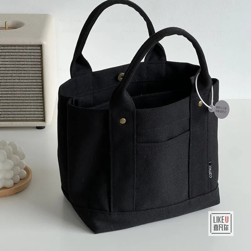 Canvas Tote Book Bag Student Messenger Bag Shoulder Cross-body