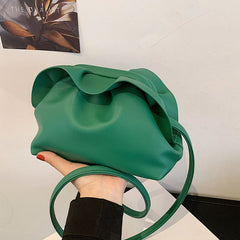 Women's Soft Pu Leather Cloud Bag Shoulder Messenger Pleated Hobos Bags